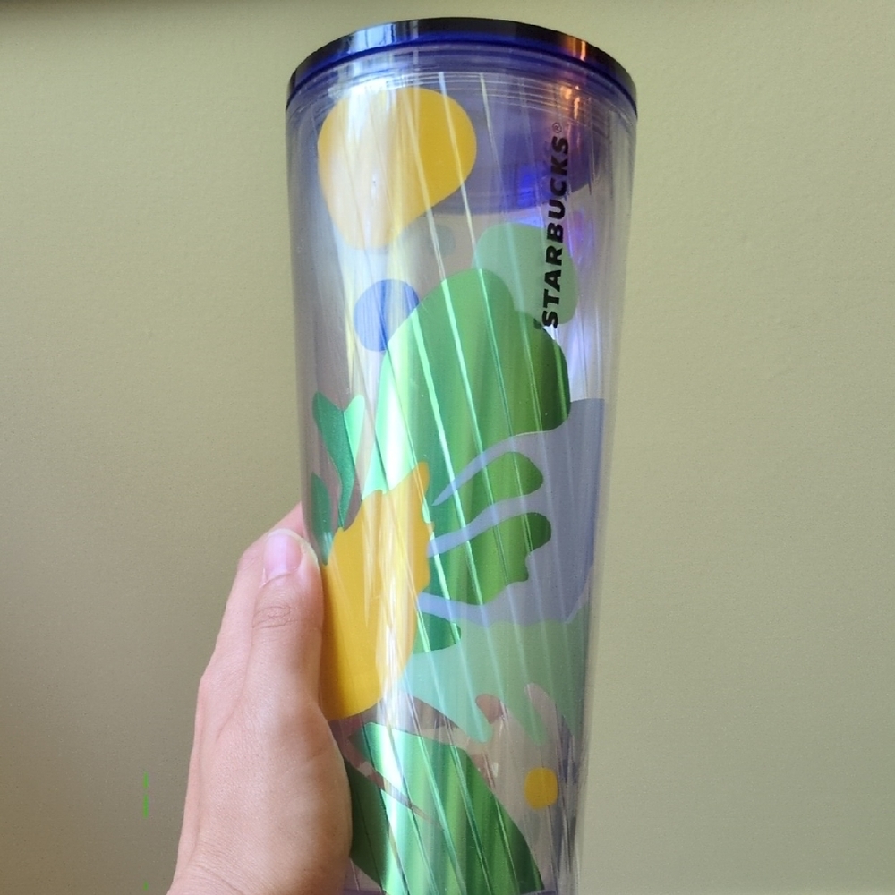 Starbucks Blue and Green Floral Tumbler